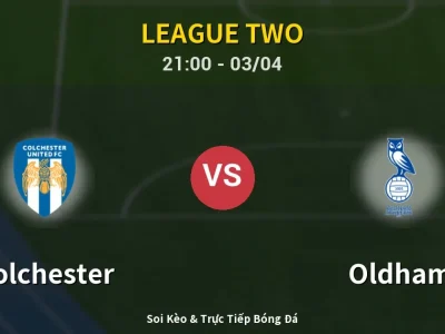 🔴 Trực Tiếp: Colchester 1-1 Oldham – Link Xem League Two (Full HD)