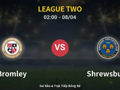 Kết Quả: Bromley 2-1 Shrewsbury – Highlight & Bàn Thắng | League Two