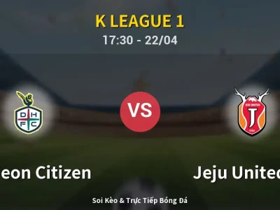 🔴 Trực Tiếp: Daejeon Citizen 0-1 Jeju United FC – Link Xem K League 1 (Full HD)
